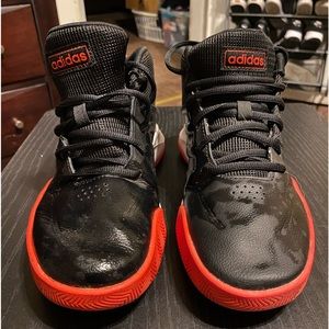 Adidas Black and Red Tennis Shoes YOUTH 5.5